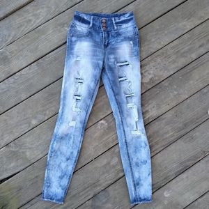 SOLD - High Rise Acid Wash Skinny Jeans